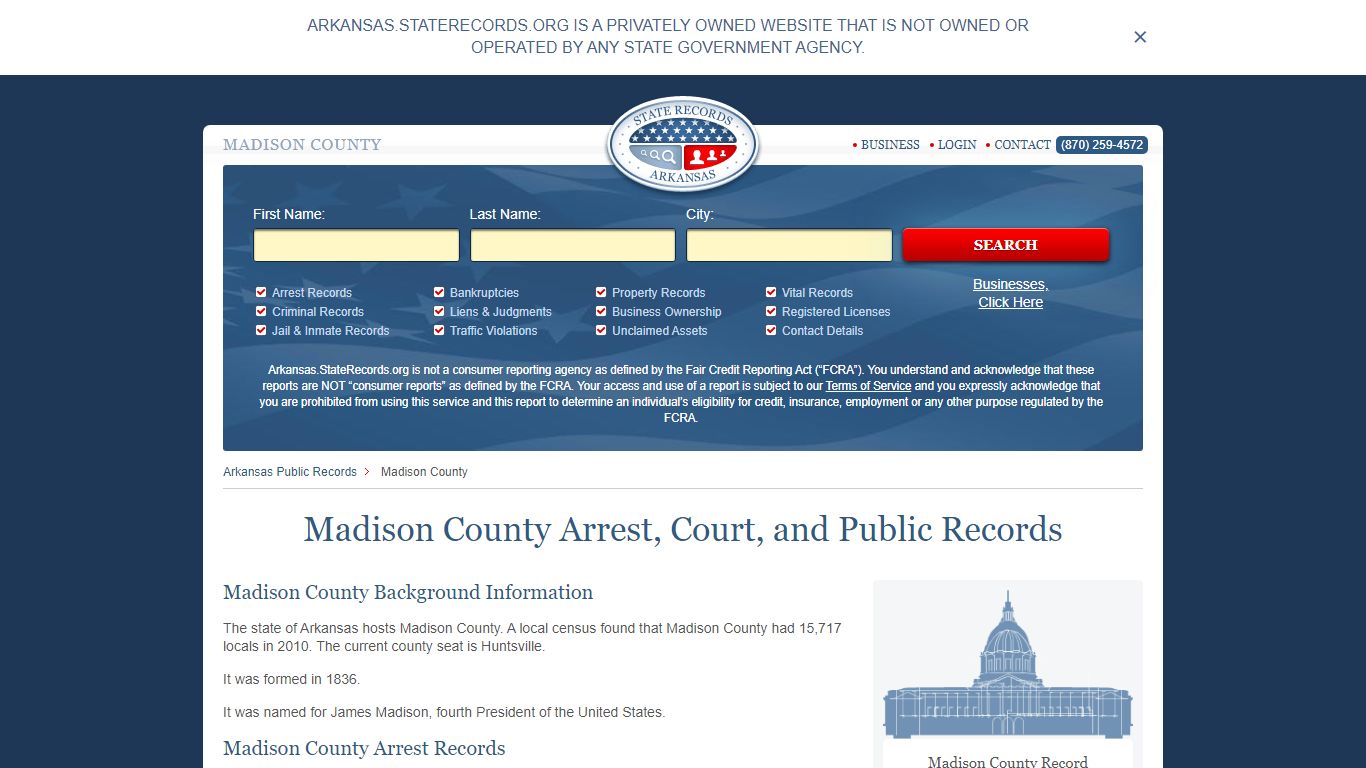 Madison County Arrest, Court, and Public Records