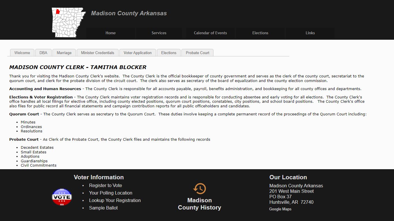 MADISON COUNTY CLERK - TAMITHA BLOCKER